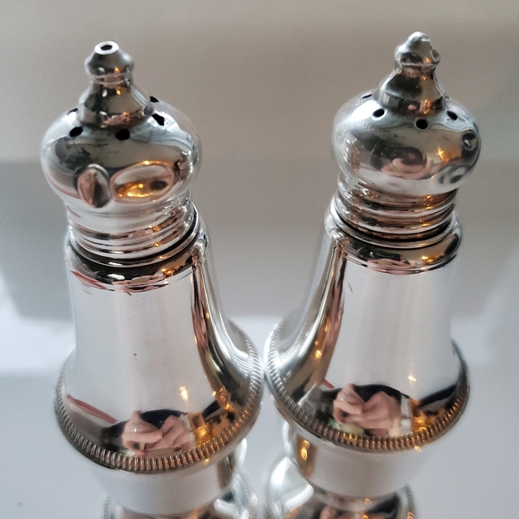 Sterling silver salt pepper shaker duchin weighted glass - Picture 3 of 5